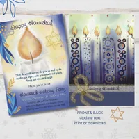 Light Candles watercolor Happy Hanukkah  Invitation