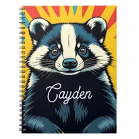 Cute Pop Art Badger Personalized Notebook
