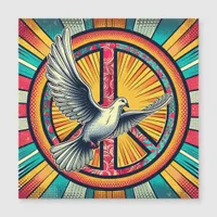 Boho Retro Dove and Peace Sign