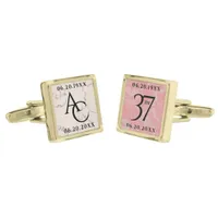 Elegant 37th Alabaster Wedding Anniversary Cufflinks