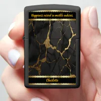 Black marble with bold gold veins zippo lighter