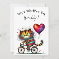 Cute Whimsical Tiger Valentine's Day Flat Card