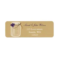 burlap purple rose mason jar return address label