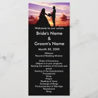 Bride and Groom in Sunset Wedding Progam Card