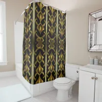 Elegant art deco pattern in black and gold shower curtain