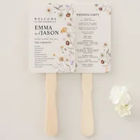 Boho Wedding Program fan, Ceremony program floral  Hand Fan