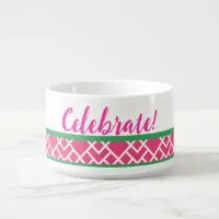 "Celebrate!" Pink Geometric Chili Bowl