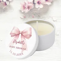 Pink bow elegant Baby Shower Mini Candle Favors