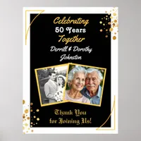 Black and Gold Balloons 50th Anniversary Poster