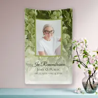 Green Hydrangea Floral Celebration of Life Funeral Banner