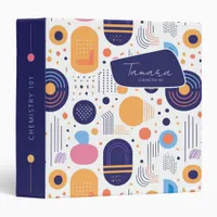 Retro Geometric Abstract Pat#7 Indigo ID1067 3 Ring Binder