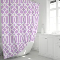 Purple and White Moroccan Trellis Pattern Shower Curtain