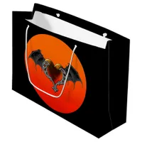 Halloween Goth Orange Heart & Bat Wings Gift Bag