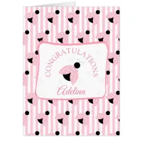 Pretty Pink Ladybug Personalized Baby Shower Card