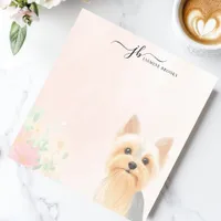 Elegant Cute Yorkie Watercolor Floral Personalized Notepad