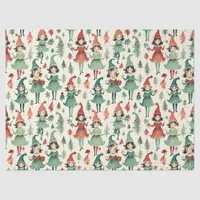 Cute Vintage Elves Christmas Seasonal  Tissue Paper