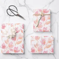 Abstract Watercolor Pattern in Peach and Pink Wrapping Paper Sheets