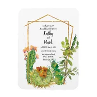 Blooming Desert Cactus Geometric Wedding Magnet