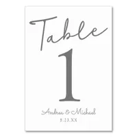 Wedding Table Numbers | Signature Script (Gray) 1