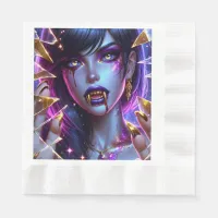 Vampire with Gold Eyes and Teeth Halloween Napkins