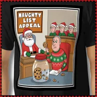 Santa Naughty List Cookie Thief Ugly Sweater Tee