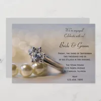 Diamond Ring and Pearls Engagement Party  Invitation