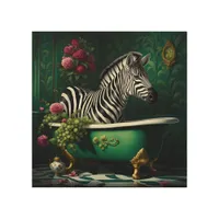 Zebra in a Bathtub Wood Wall Art
