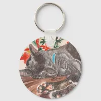 Russian Blue gray cat English shorthair cats Keychain