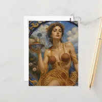 Goddess in a dress made from Spaghetti  Postcard