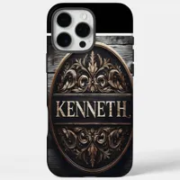 Carved Wooden Sign With Kenneth iPhone 16 Pro Max Case