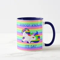 Nobody Knows Im Gay Rainbow LGBT Humor Mug