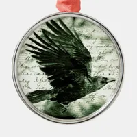 Raven 9 metal ornament