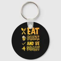 Eat Drink And Be Scary I Halloween Retro Classic Keychain