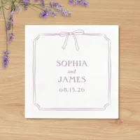 Lavender Elegant Whimsical Simple Bow Wedding Napkins