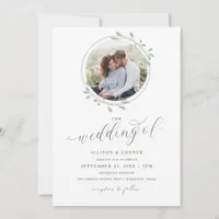 Elegant Photo Sage Wedding Romantic Script Invitation