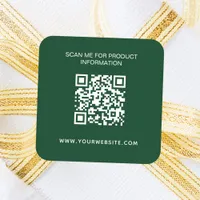 Business information qr code emerald green white square sticker