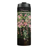 Pink Floral Black Thermal Tumbler