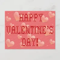 Happy Valentine's Day Tiny Heart Shaped Font Holiday Postcard