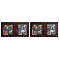 Photo Collage Personalized Family Red Hearts Black Pillow Case