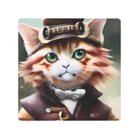 Steampunk Ginger Cat Metal Print