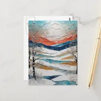 Beautiful Winter Trees and Snow Painting Postcard