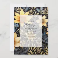 Black and Gold Floral Winter Wedding Invitation
