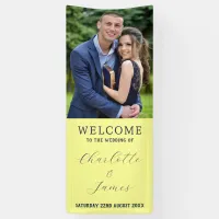 Happy Couple Photo Yellow And Navy Wedding Welcome Banner