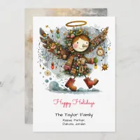 Happy Holidays with Whimsical Angel Holiday Card