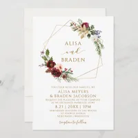 Christmas Wedding Winter Elegant Greenery Wreath Invitation