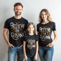 Black 'Believe in Krishna' Inspirational T-Shirt