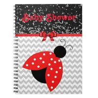 Red and Black Ladybug Baby Shower Notebook