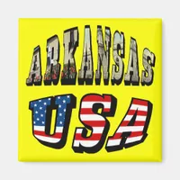 Arkansas Picture and USA Flag Text Magnet