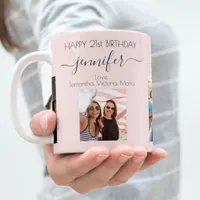 Birthday best friends blush photo names coffee mug
