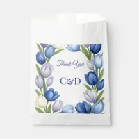 Elegant Watercolor Tulip Wreath Wedding Blue Ivory Favor Bag